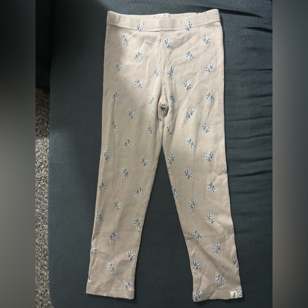Easy Peasy Clay Grey Floral Kids Leggings 5T